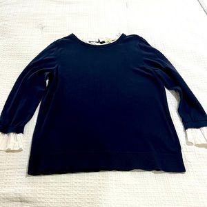 LOFT Navy Blue Sweater with White Accents